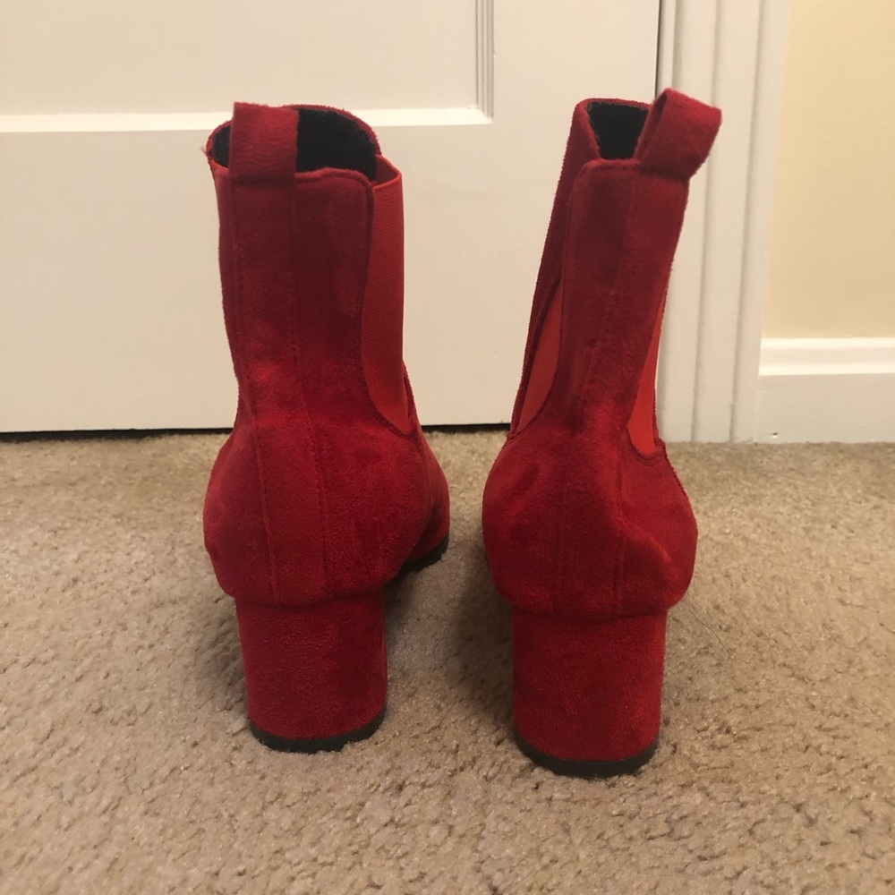 Red Suede Ankle Boots - Picture 3 of 9